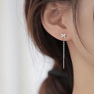 S925 Sterling Silver Hypoallergenic Bow Earrings